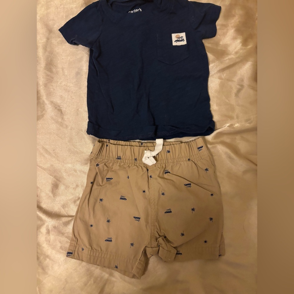 Carter's Navy and Tan Beach Themed Kids Matching Set